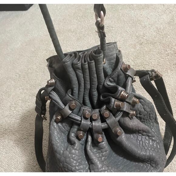 Alexander Wang Diego Hunter Green Studded Embellished Pebbled Leather Bag - Picture 11 of 12